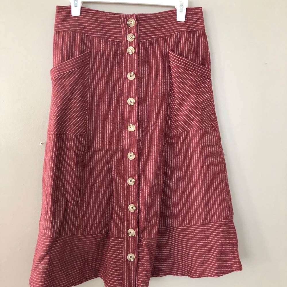 Roolee Striped Skirt with Buttons